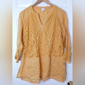 Chico's Mustard Lace Tunic Top